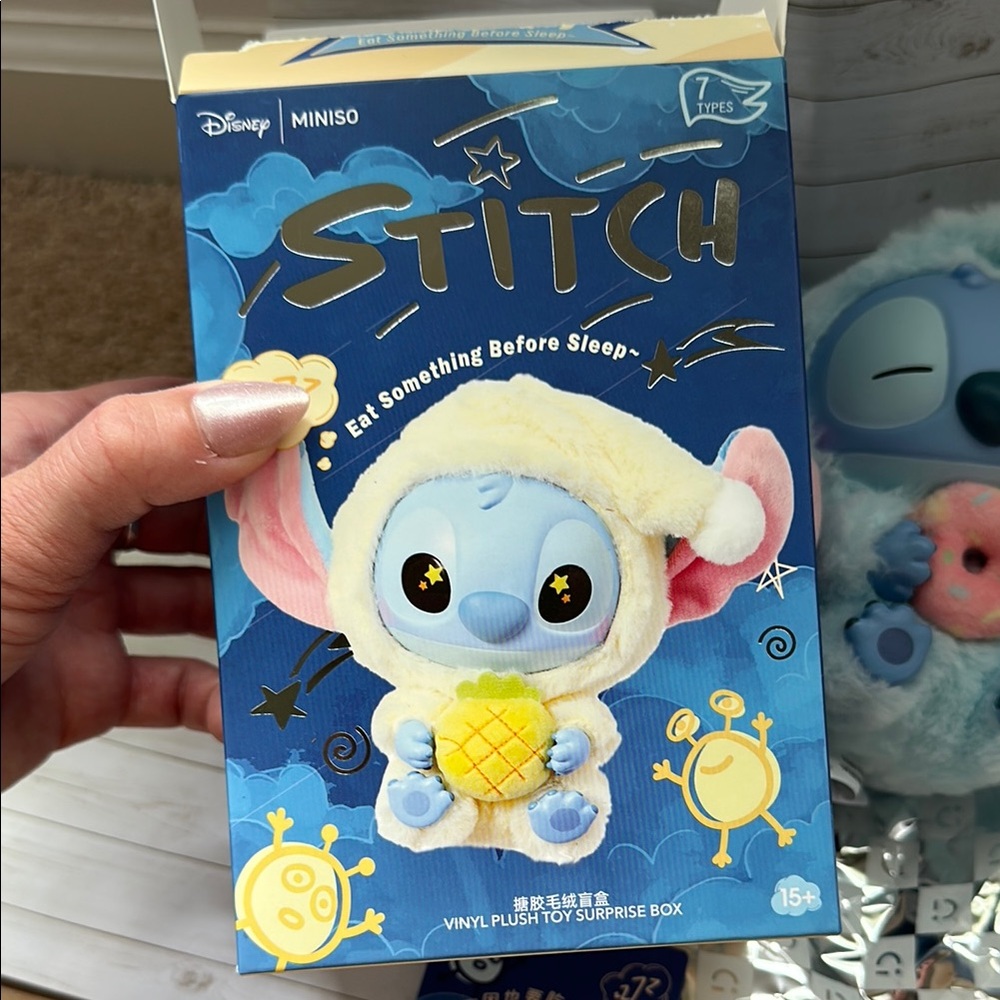 Miniso Disney Stitch Sleepy Donut Plush Keychain - Picture 4 of 5